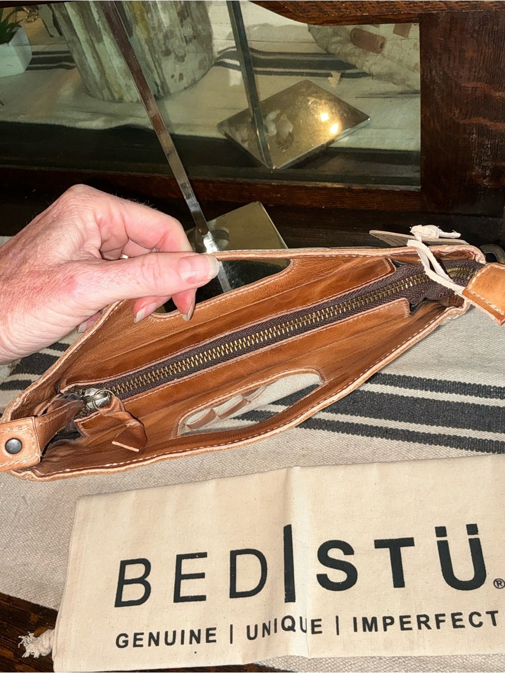 NWT Bed Stu Leather Keiki Crossbody Bag Handbag Nectar Lux Tan Rustic MSRP $235 - Picture 11 of 14